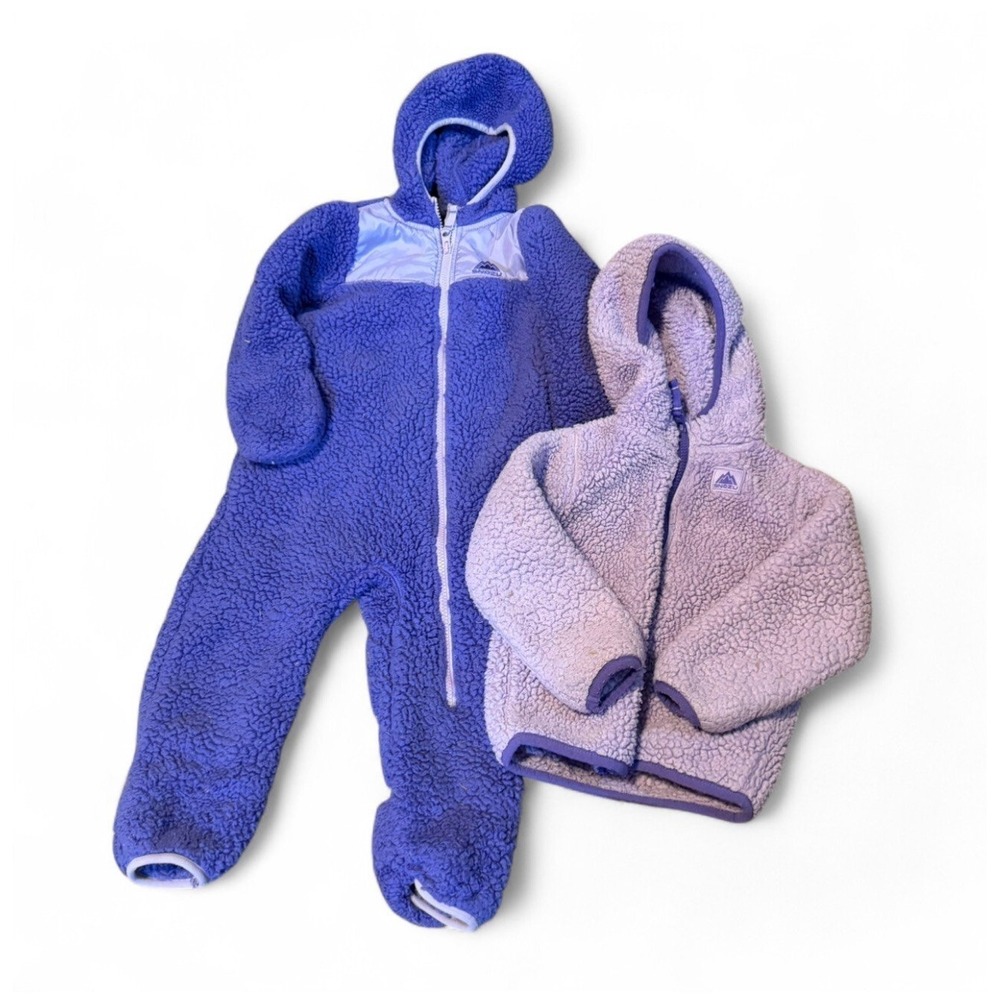Snozu Baby Sherpa Fleece Lot 24M Purple Hooded Jacket & Bunting Suit